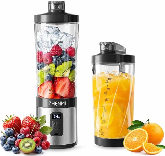 Portable Blender, 20OZ Personal Smoothie & Shake Blender, Leakproof Lid with Sip Spout, USB-C Rechargeable, Detachable & Easy-to-Clean, black