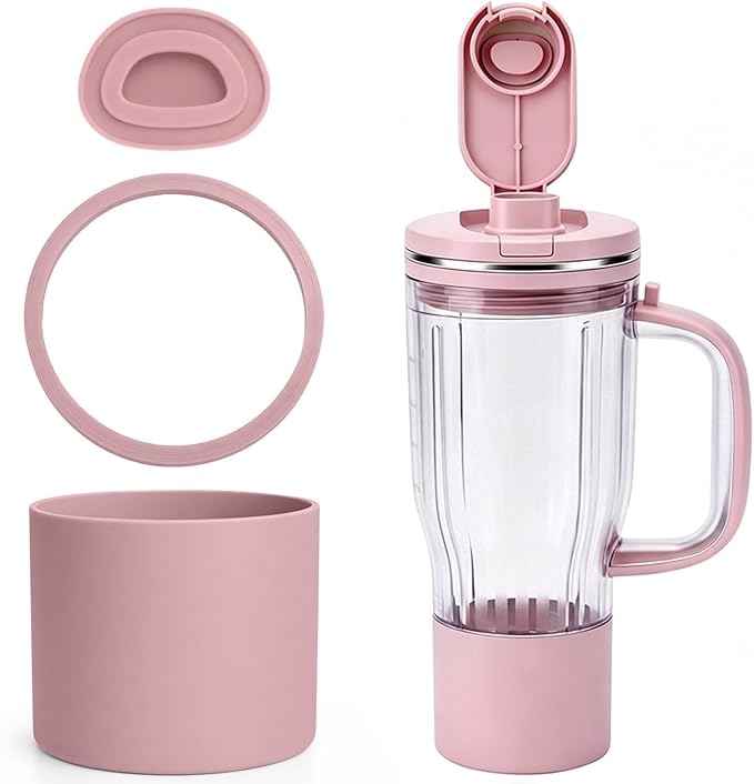 Personal Blender Accessories for Ninja Blendboss DB351PK1BRN, Leak-Proof Kit with Silicone Tumbler Boot, Spill Stopper & Sealing Ring, Cup Not Included (Pink)