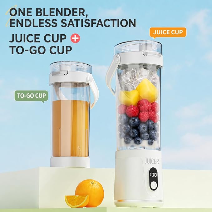 Portable Juicer Smoothie Blender, Compact Rechargeable 50W Cordless Blenders for Shakes and Smoothies, for Kitchen, Smoothies Maker with BPA-Free Cup