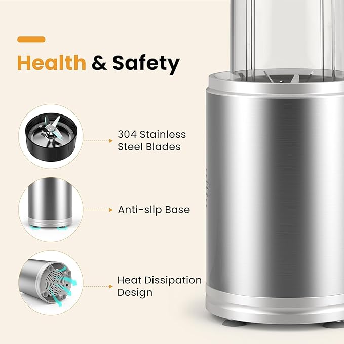 Smoothie Blender 1300W Blenders for Kitchen Portable Personal Blender for Shakes and Smoothies with 2 * 27Oz To-Go Cups & Lids Ice Crushing Smoothies Maker&Frozen Drinks Countertop Mixer Large