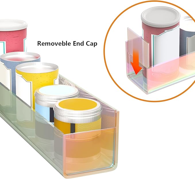 VAEHOLD Adhesive Acrylic Spice Rack with Nano Double Sided Tape Wall Mount Organizer, Wall Spice Rack With Shelf Ends for Kitchen Cabinet Door - 2 Pack 12‘’ Shelves (Colorful)