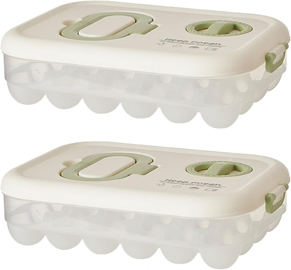 Egg Organizers for Refrigerator with Lids and Handle Home Kitchen Essentials Fridge Stackable Countertop Portable Clear Egg Containers Reusable and Storage for Keep Fresh -Pack of 2