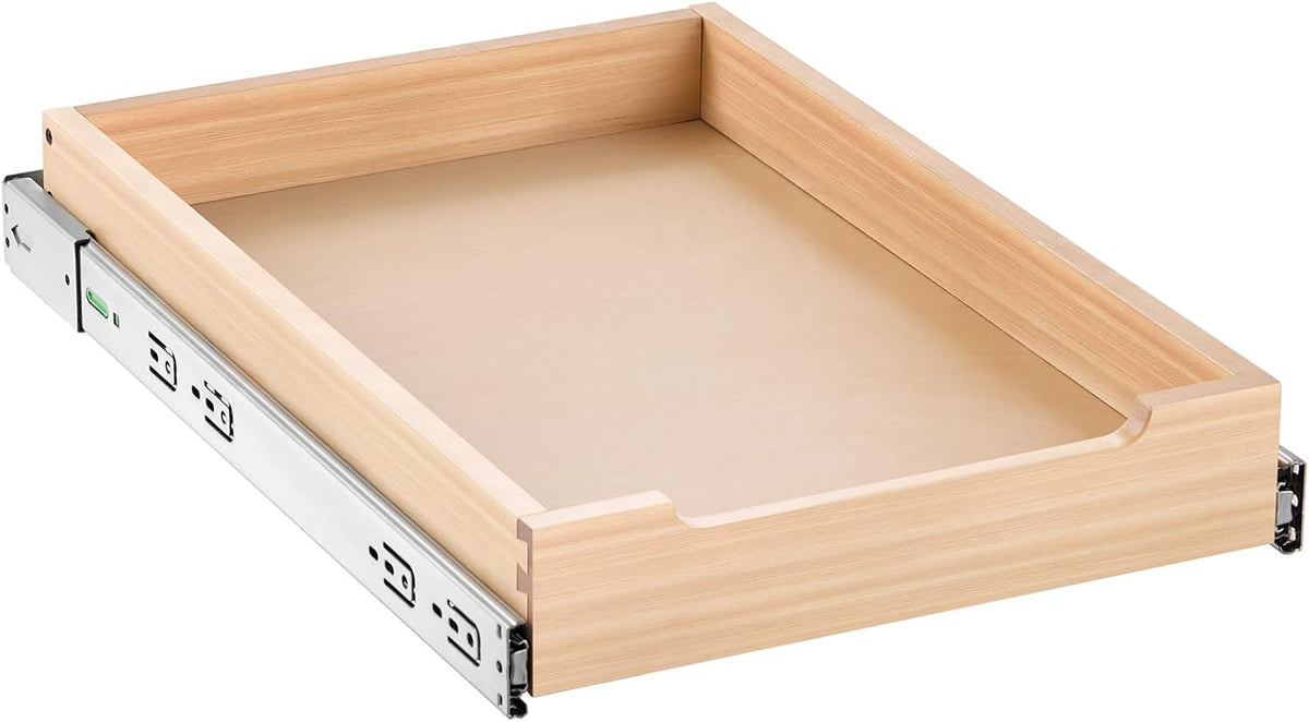 Pull Out Cabinet Organizer, 14"W x 21"D Cabinet Drawer, Soft Close Slide out Shelf, Heavy-Duty Sliding Wood Drawer, Bottom Mount Size（14.5"W x 23"D）and Side Mount Size（15"W x 23"D）