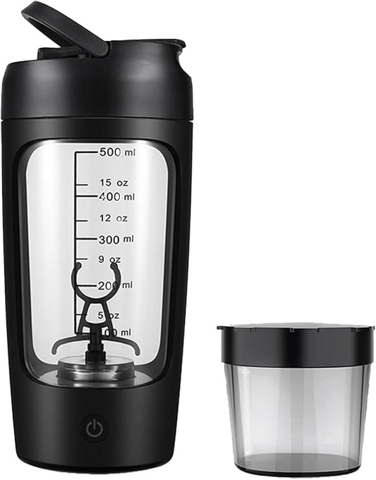 Electric Protein Shaker Bottle with Storage Box,22oz USB Rechargeable Mixer Cup,Made with Tritan, BPA Free, Protein Shakes for Mixer (Black)