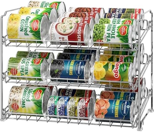 3-Tier Stackable Can Organizer Rack Hold 36 Cans, Chrome