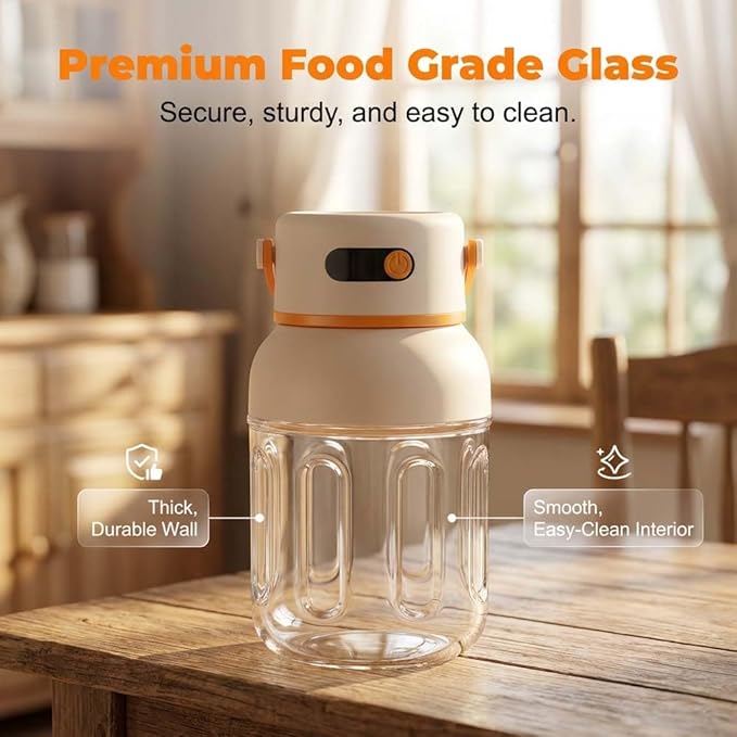 Portable Electric Juicer Cup with Zero Cord Hassle, 2026 New Digital Display Portable Wireless Juicer Cup, Extra Large Capacity with 2-In-1 Dual Lid for Office Gym Travel (21 Fl Oz)