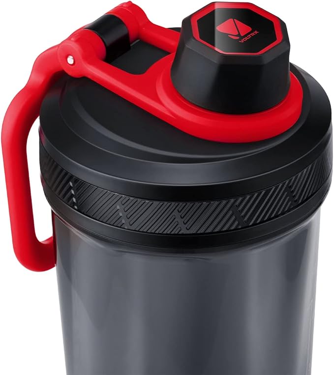 VOLTRX Shaker Bottle, Gallium USB C Rechargeable Electric Protein Shake Mixer, Shaker Cups for Protein Shakes and Meal Replacement Shakes, BPA Free, Made with Tritan, red, 27oz
