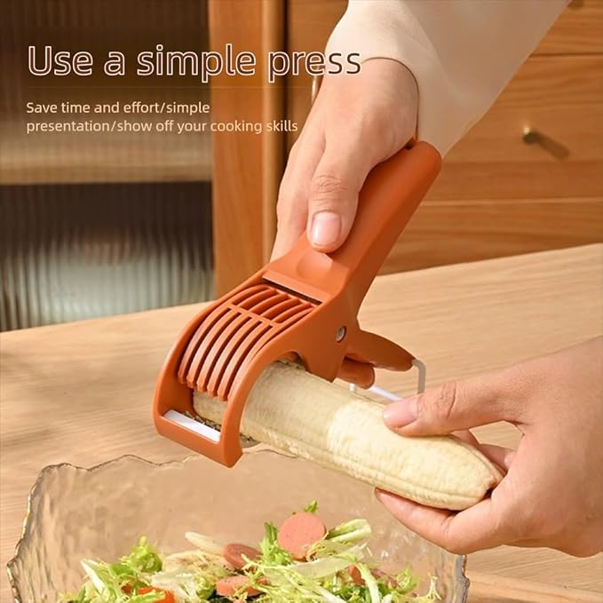 Grape Cutter Banana Slicer Cutter - All-in-One Kitchen Gadget for Fruits & Vegetables, Perfect as Banana Slicer & Strawberry Slicer, Safe for Kids & Dishwasher Safe (Orange)