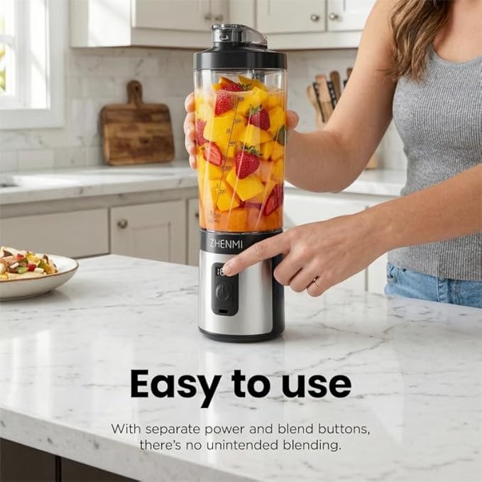 Portable Blender, 20OZ Personal Smoothie & Shake Blender, Leakproof Lid with Sip Spout, USB-C Rechargeable, Detachable & Easy-to-Clean, black