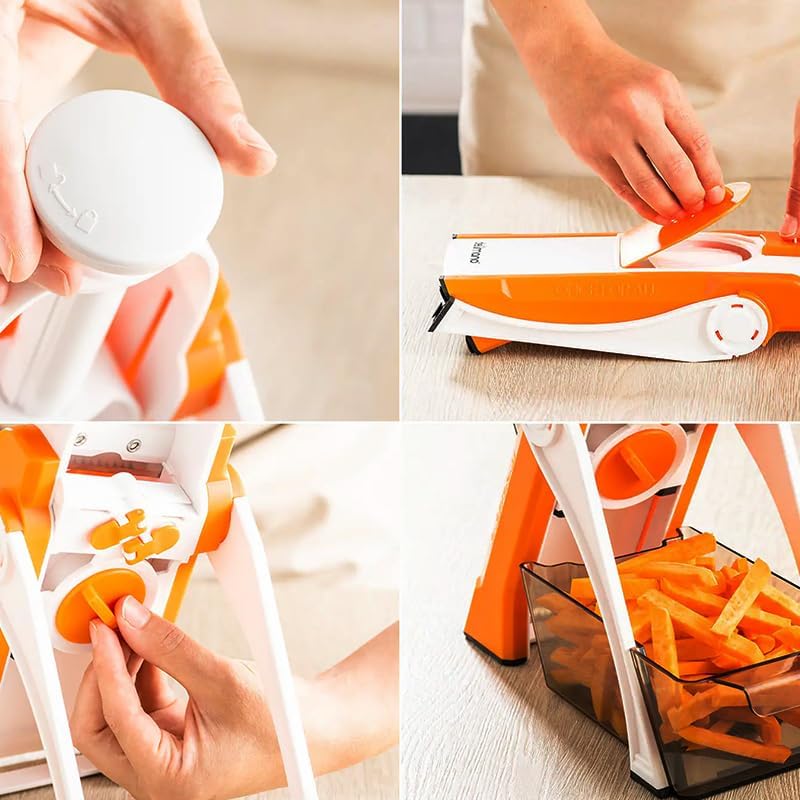 Saker Adjustable Safe Vegetable Slicer,Safe 5-in-1 Mandoline Slicer, Adjustable Vegetable Chopper & Fruit Slicer for Fast Meal Prep, 0.1-8mm Thickness (blue) - Image 6