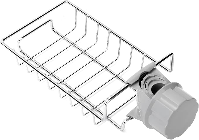 Fafeicy Faucet Rack Sink Hanging Storage Rack Stainless Steel Faucet Clip Drain Shelf Dish Cloth Organizer