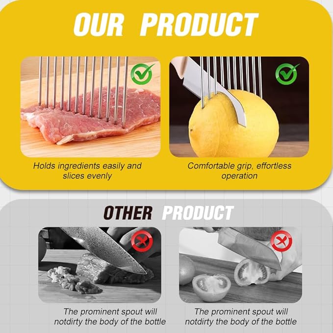 2026 New Stainless Steel Onion Slicer Holder, Onion Holder for Slicing, Lemon Slicer Vegetable Cutter, Chopper Slicing Assistant Tool for Meat, Onion, Potato, Tomato Home Kitchen Tools (Black-A)