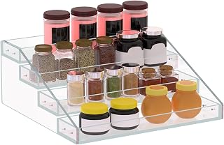 Wide 4-Tier Clear Acrylic Spice Rack Organizer for Kitchen