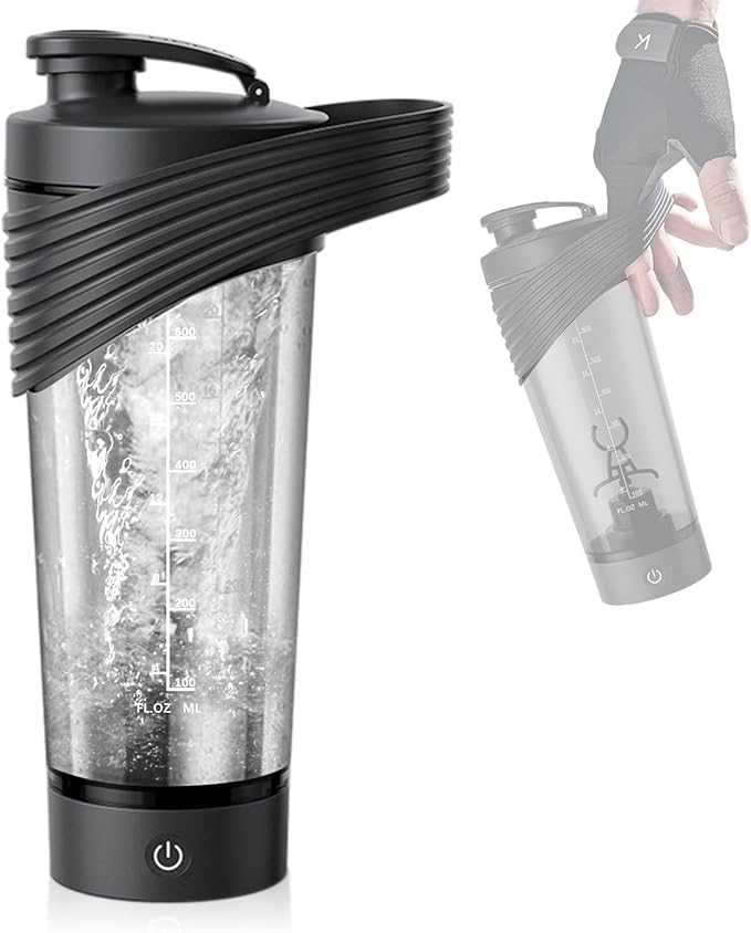 Electric Shaker Bottle, 28 oz Rechargeable Shaker Cup for Protein Mixes and Pre Workout, Portable Gym Protein Blender for Meal Replacement Shakes | Leak-Proof w/Handle | BPA Free (Black)