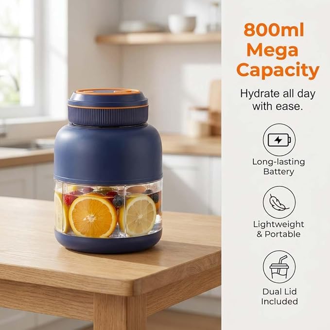 Portable Juicer Blender Cup, 2026 New Personal Blender for Smoothies and Shakes, Cordless Blenders with Stainless Steel Blades, Mini Juicer Cup for Travel Gym Office (Blue, 44, fl. oz.)