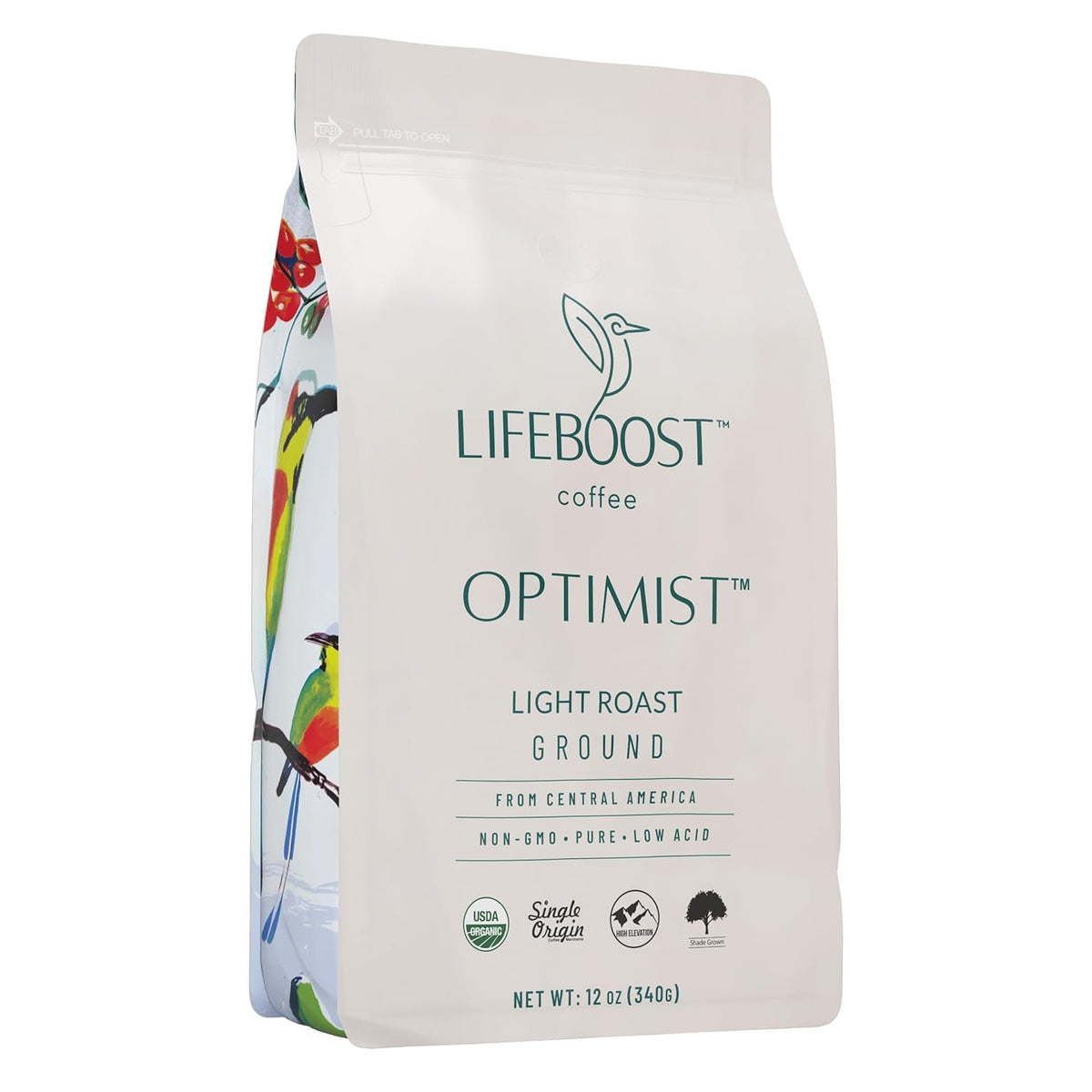 Light Roast Low Acid Ground Coffee, Certified Organic, 12oz