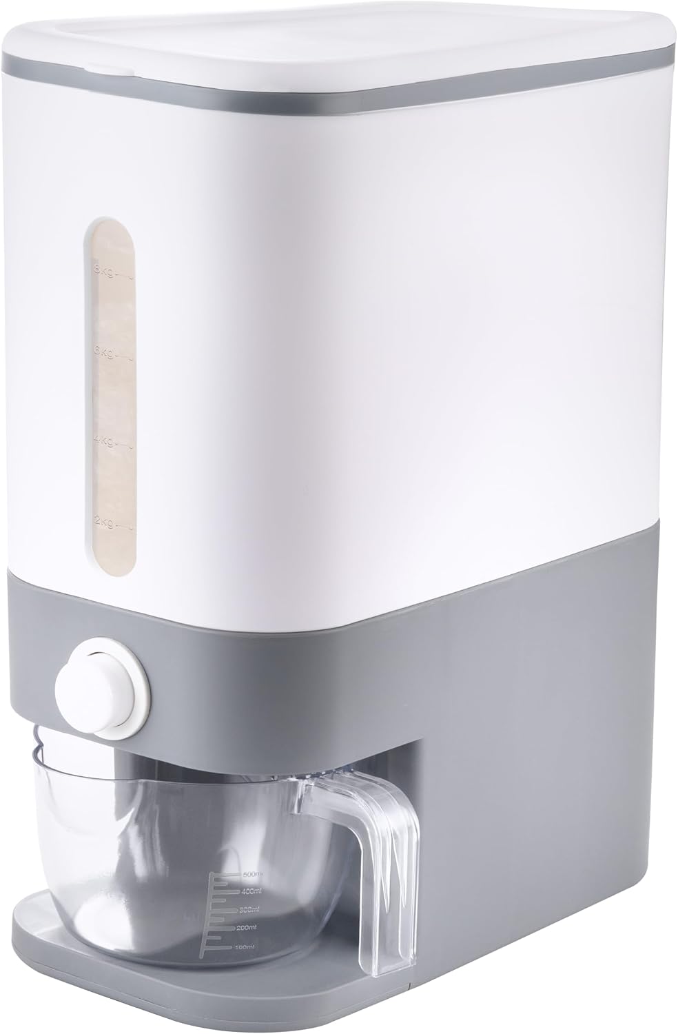 22.5-25 Lbs Gray Rice Dispenser, Rice Container with Lid, Rice Storage Container with Measuring Cup, Food Dispenser Rice Container, Storage Container for Cereal, Household Rice Bucket