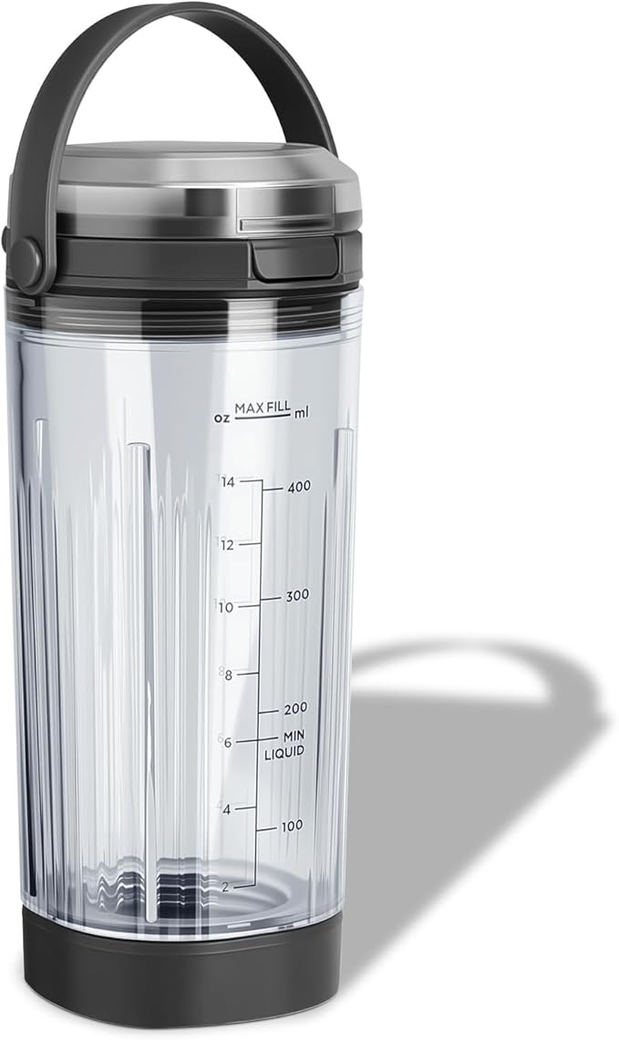 Ninja Blast Accessories 3pcs - Replacement Parts 18oz Blending Vessel Cup & Vessel Cap & Sip Lid with Carry Handle, Compatible with Ninja Blast Portable Blender BC100 Series and BC151 Series Black