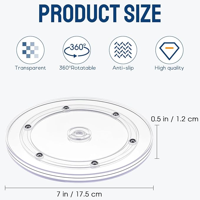 7 inch Lazy Susan Turntable,Acrylic Lazy Susan for Table Top,Small Lazy Susan Organizer for Kitchen Cabinets,Makeup,Spice Racks