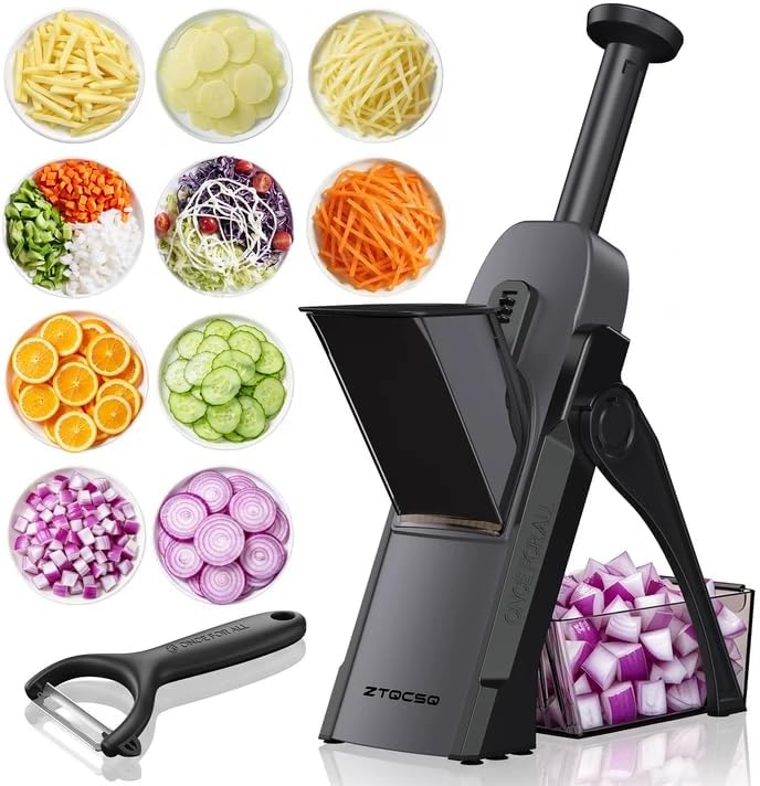 5 in 1 Adjustable Safe Mandoline Slicer for Kitchen with Paring Knife