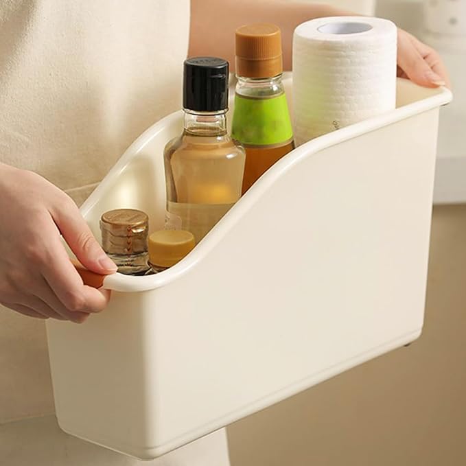 2 Pack Roll Out Plastic Organizer Bins, Tall Under Sink Organizer with Handle for Kitchen, Bathroom and Pantry, Multi-purpose Freezer Organization On Wheels, Kitchen Organizers and Storage