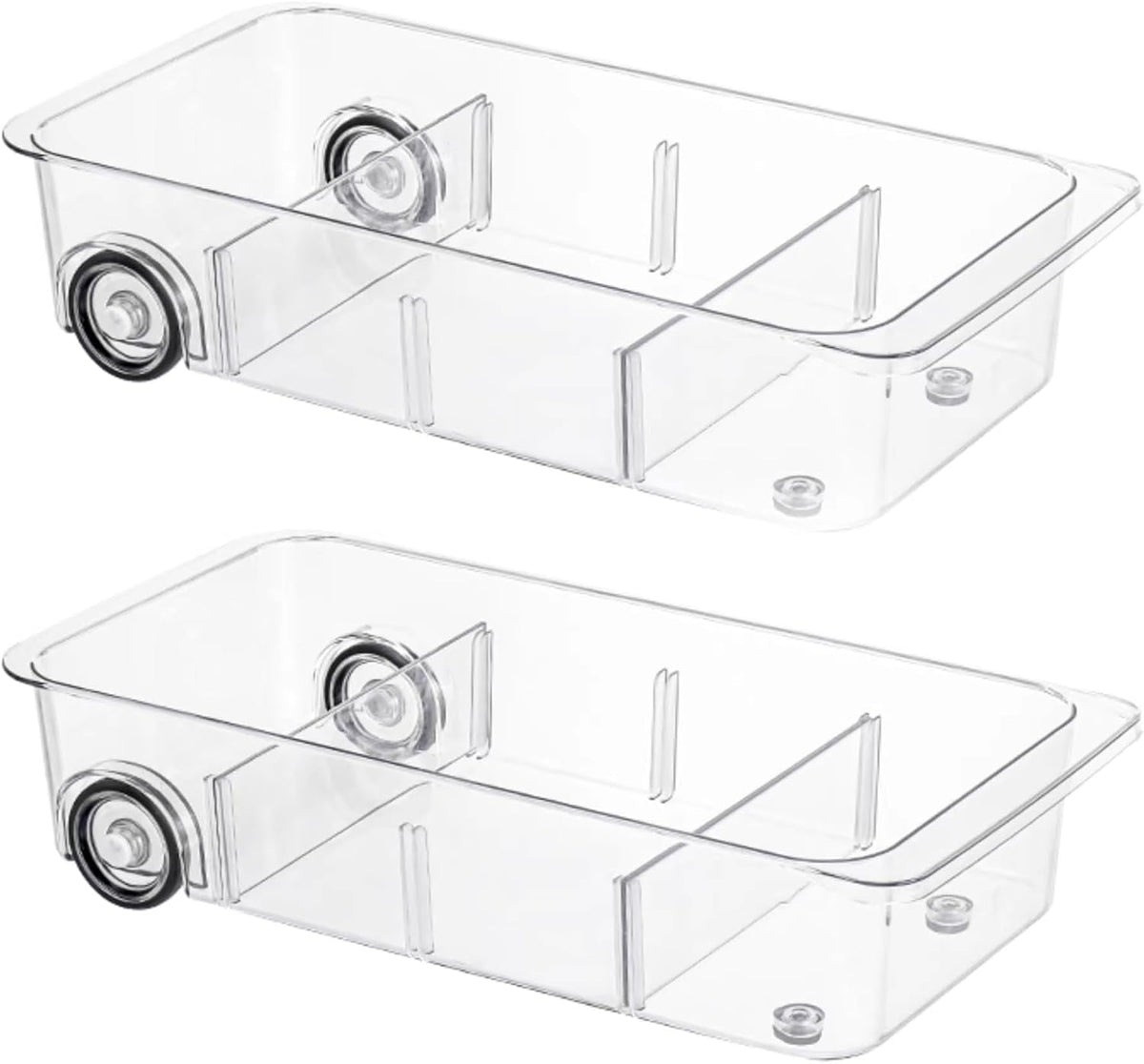 Roll-Out Refrigerator Organizers and Storage, 2 Pack Drawer Fridge Bins