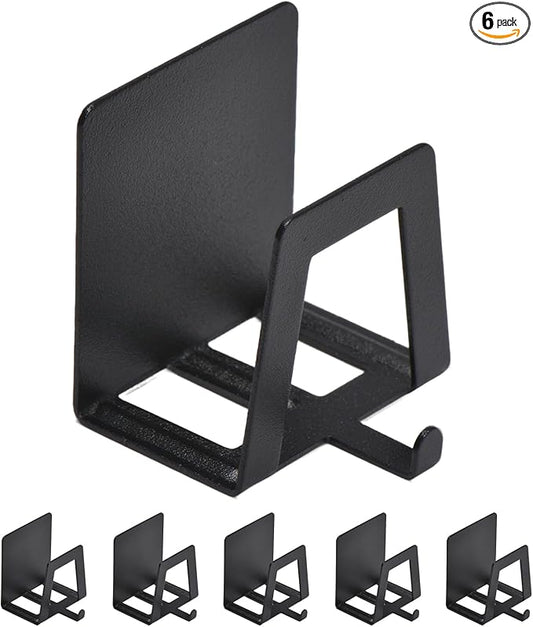 6 Pack Pot Lid Holders with Hook, Black