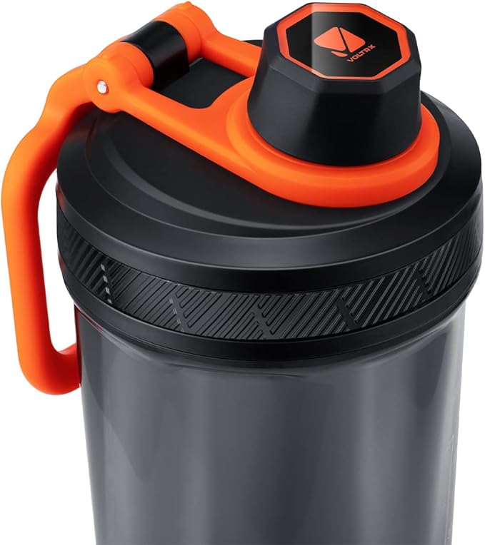 VOLTRX Shaker Bottle, Gallium USB C Rechargeable Electric Protein Shake Mixer, Shaker Cups for Protein Shakes and Meal Replacement Shakes, BPA Free, Made with Tritan, Orange, 27oz