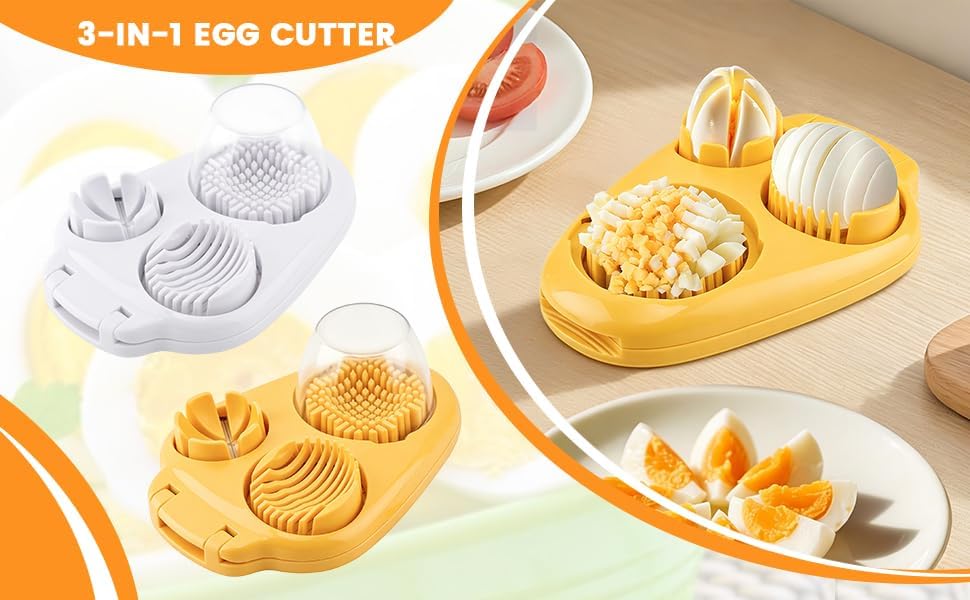 Egg Slicer for Hard Boiled Eggs 3 In 1, 3 Slicing Modes Eggs Dicer, Stainless Steel Egg Cutter, Kitchen Chopper Tool for Egg, Butter, Strawberry, Tomato, Mushroom, and Grape, Dishwasher Safe (yellow) - Image 7