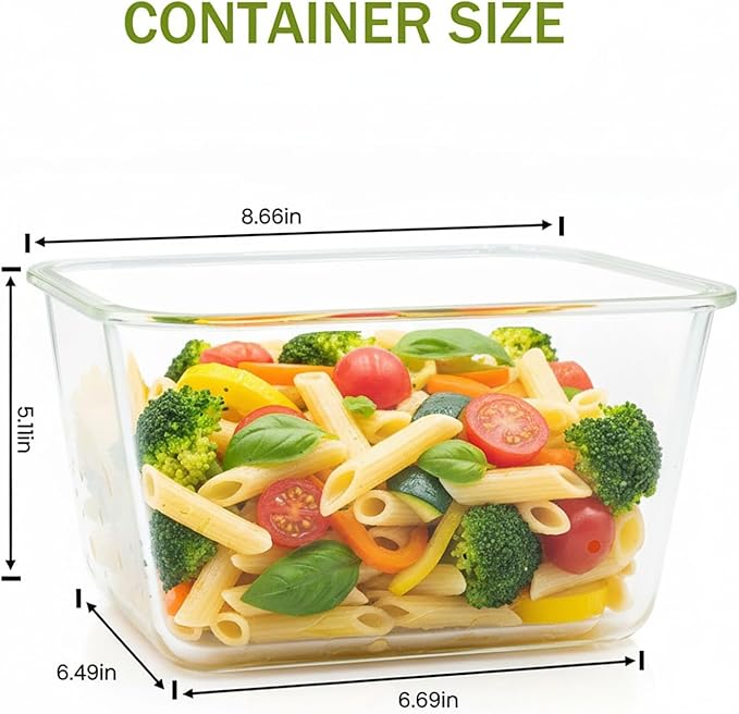 2 Pack Large Glass Food Storage Containers with Lids 85oz/10.5cup Big Airtight Storage Containers for Rotisserie Chicken Meal Prep Leftovers