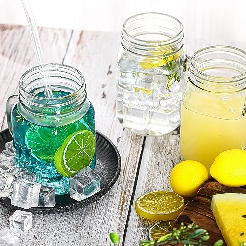 6 Pcs 12 oz Mason Jar Glasses with Handle No Lids Cups for Beverages
