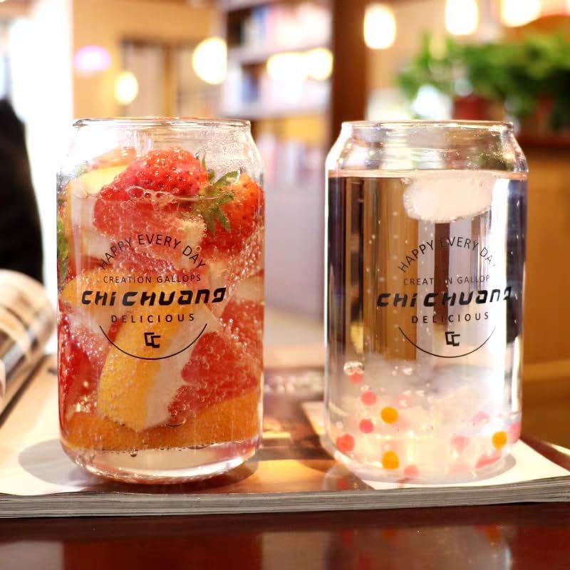 Sublimation Glass Blanks, Sublimation Clear Glass Tumbler 16OZ, Beer Can Glass, FrostedCups With Bamboo Lids And Straws 12Pack