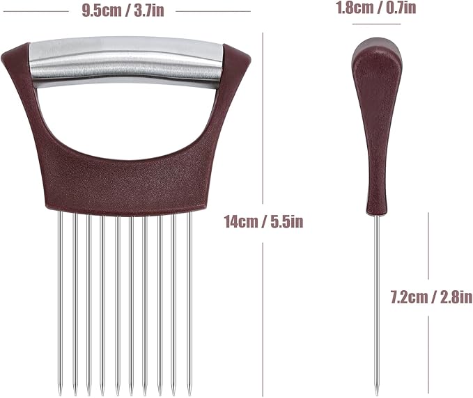 Stainless Steel Onion Holder for Slicing,Onion Slicer Holder, Onion Cutter for Slicing of Onions, Tomatoes,Avocados,Eggs and Other Vegetables,Kitchen Utensils Gift (Wine Red)