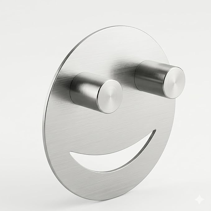 Smiley Face Sponge Holder for Kitchen Sink, 304 Stainless Steel Sink Caddy Organizer with Strong Suction Cup, Rustproof Round Sponge Rack for RV and Apartment, Silver