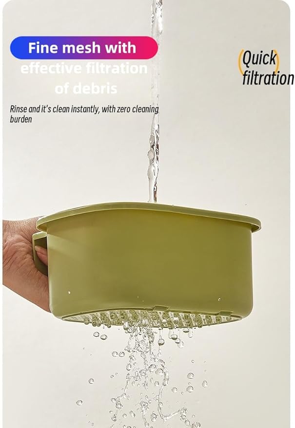 Kitchen Sink Strainer Basket, Faucet Hanging Strainer, Multi-Functional Food Colander,Press Automatic Dumping Kitchen Draining Basket, Easy Drain Filter with Bottom Release (White)