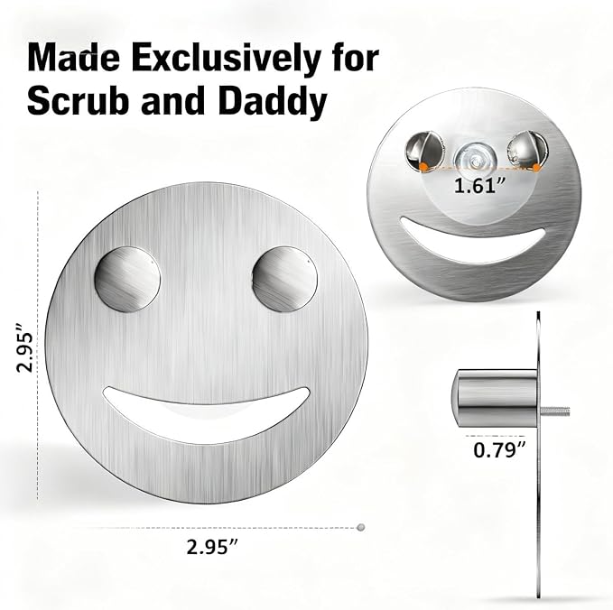 Yoshiky Stainless Steel Smiley Face Dish Sponge Holder, Silver Sink Caddy Organizer Storage with Suction Cup for Kitchen, Kitchen Sink Accessories Decor Scrubber Holder with Gift Box