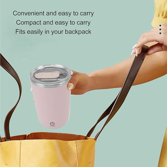 Tissting Shaker Bottle 11.8oz Electric Mixer Cup Stainless Steel Self Stirring Blender USB Rechargeable Coffee Mug for Sports, Workouts, Office (Light Pink)