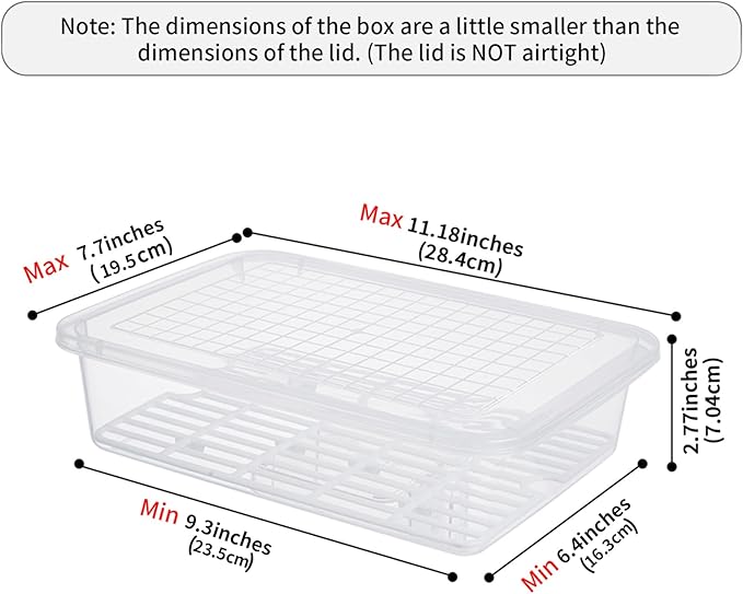 77L Food Storage Container, (3-Pack) Plastic Food Containers with Removable Drain Plate and Lid, Stackable Portable Freezer Storage Containers - Tray to Keep Fruits, Vegetables, Meat and More