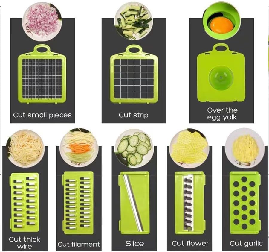16-Piece Vegetable Chopper - 11 Interchangeable Blades Veggie Chopper with Container, Mandoline Slicer, Onion Chopper Dicer, Professional Food Cutter & Slicer Set for Kitchen - Image 5