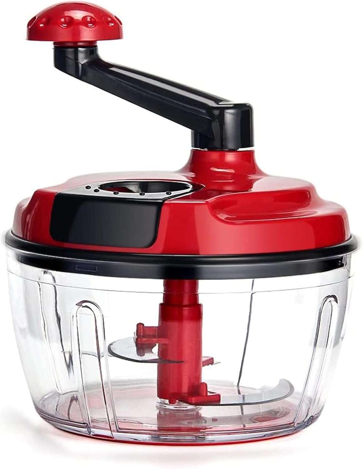 Multi-Functional Manual Food Processor,8 Cup Hand-powered Crank Chopper,Mincer Blender with Clear Container,for Vegetables Meat Fruits Nuts Herbs Onions (White)