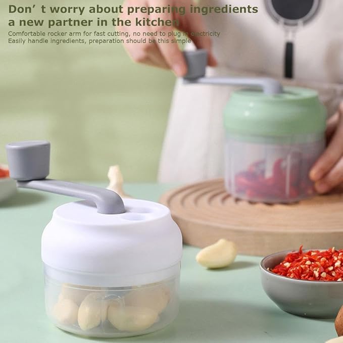 Generic Manual Food Mill Grinder & Garlic Press, Portable Hand Operated Garlic Crusher, Green