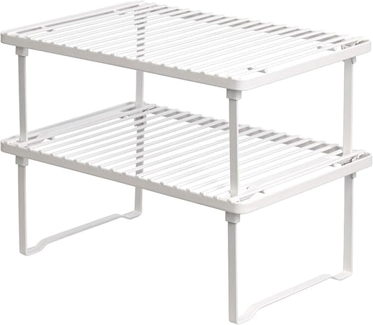 Space-Saving Stackable Metal Kitchen Cabinet Organizer Shelves
