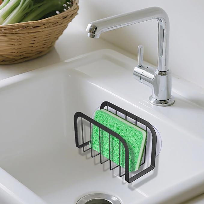 SHFKS Sponge Holder for Kitchen Sink,Kitchen Caddy with Sponge Holder,Dish Soap Holder - Black