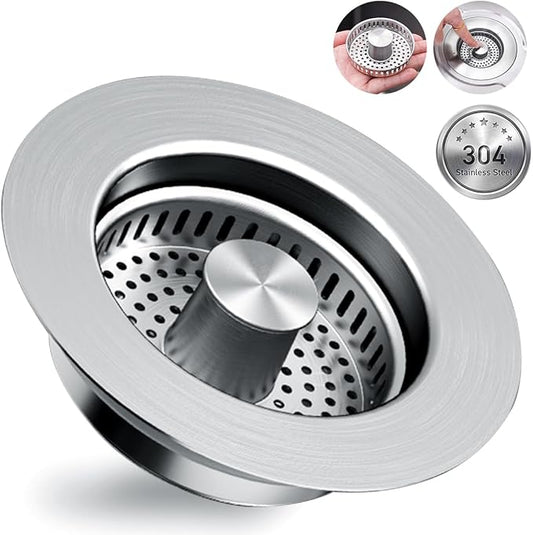 304 Stainless Steel Kitchen Sink Strainer - 3-1/2 Inch