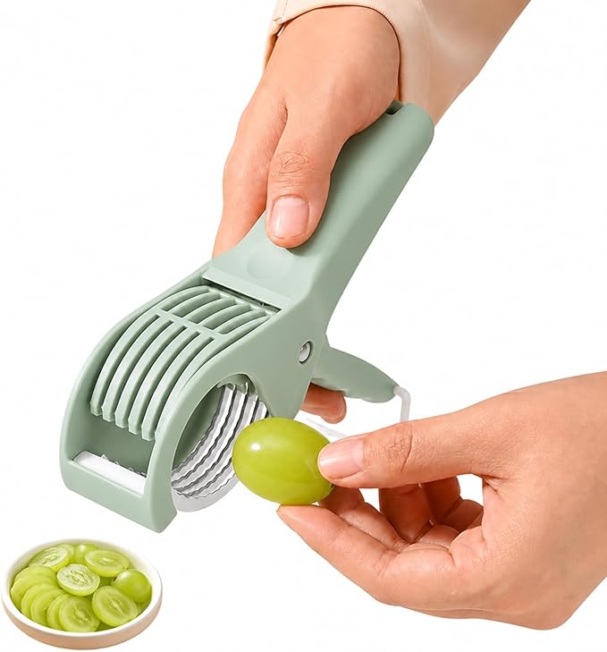 Banana Slicer Multi-Functional Banana Cutter Perfect as Grape Cutter & Strawberry Slicer, Kitchen Gadget for Fruits & Vegetables, Safe for Kids & Dishwasher Safe (Green)