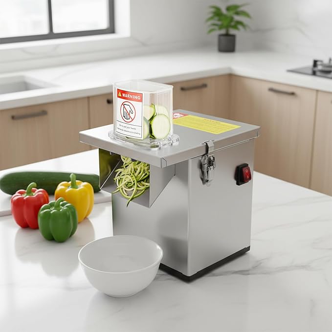 4 in 1 Commercial Vegetable Chopper, 200W Multifunctional Automatic Dicer Slicer Shredder Strip Cutter, Food Chopper Electric with Thickness Adjustable Multi Blades for Veggies & Fruits