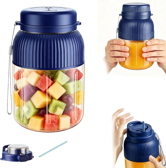 Wireless Juicer Cup, 2026 Upgrade 44oz Personal Size Blenders for Shakes and Smoothies, Portable Blender Cup Rechargeable Dual Lid Travel Drinking Cup for Gym Office Outdoor Camping Essential (Blue)
