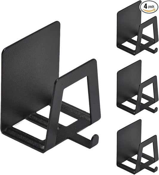 4 Pack Pot Lid Holders with Hook, Pot and Pan Hangers for Kitchen Inside Cabinet Wall Mount Rack Cabinet Door Lid Organizer, Save More Space, Black