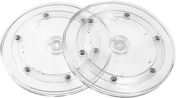 Piutouyar Plastic Turntable Bearings Hardware, 6 Inch / 150mm Plastic Acrylic Clear Turntable Organizer for Kitchen Spice Rack Table Cake,(2 Pack)