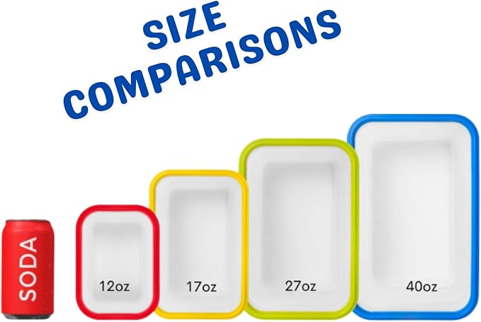 ECOBERI Collapsible Food Storage Containers, Silicone 5 Piece Set, 12/17/27/40 oz, BPA-Free Meal Prep Containers with Airtight Lids, Space-Saving, Freezer and Dishwasher Safe